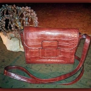 Vintage Faux Crocodile Skin Crossbody Bag